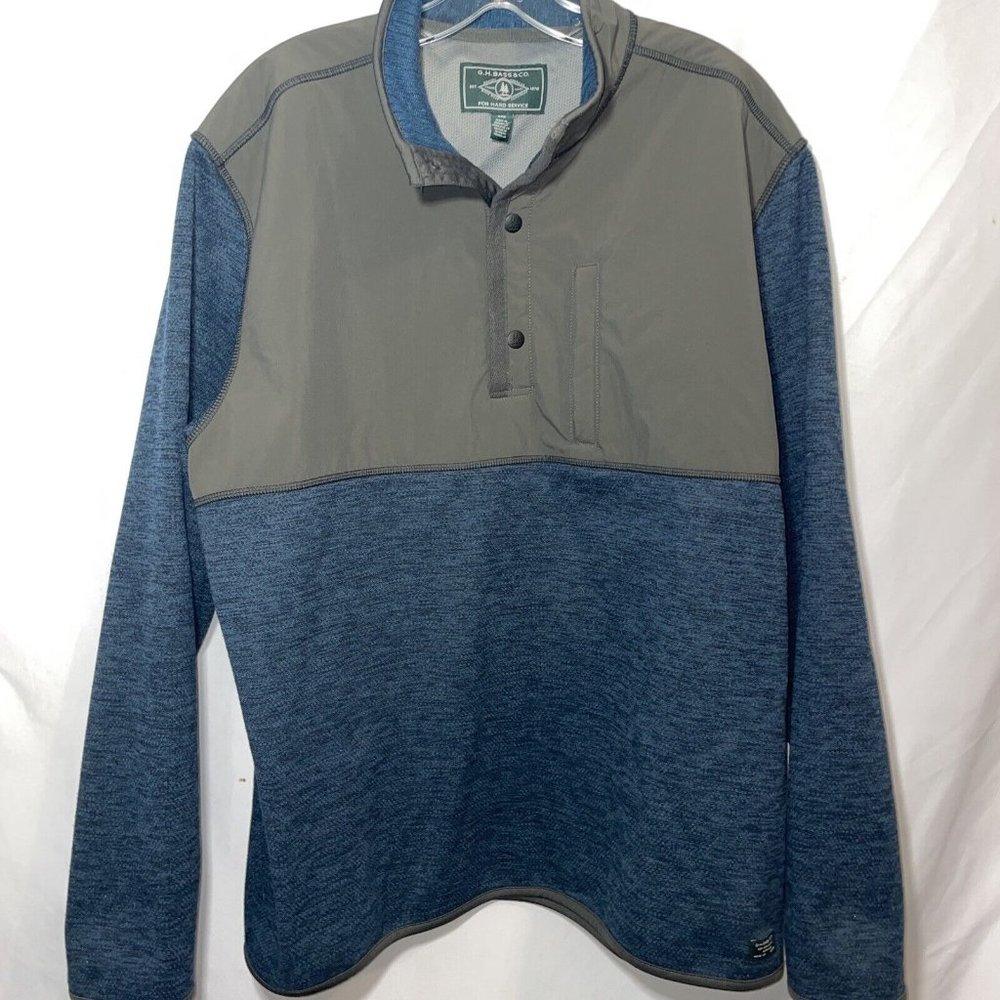 G.H. Bass & Co Men’s Pullover Jacket Snap Front XXL Navy Gray Front Pocket